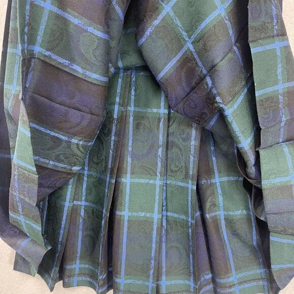 Pendleton Vest Skirt Set Womens 6 Green Blue Plaid Wool Petite Pleated Made USA - Picture 9 of 16
